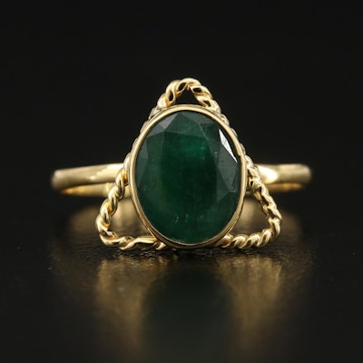 14K Emerald Triangle Ring