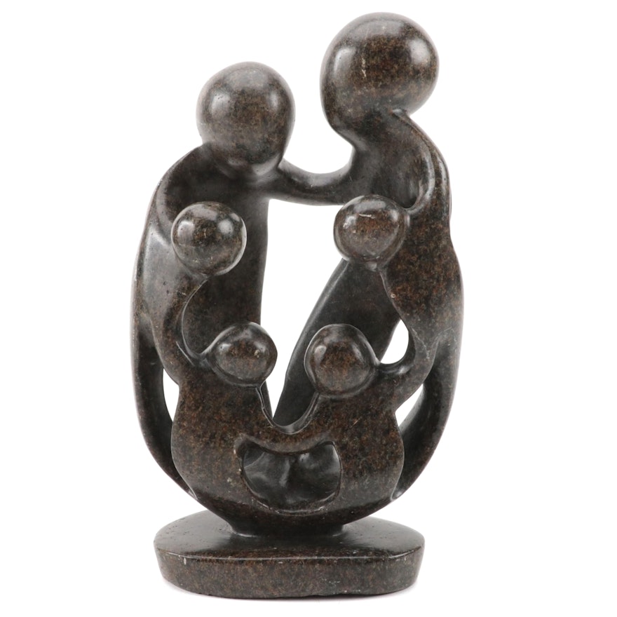 Amoses Maburira Abstract Shona Stone of Family Sculpture