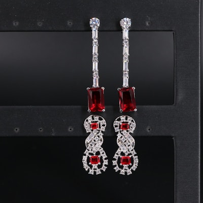 Sterling Silver Earring Collection Including Red Ruby