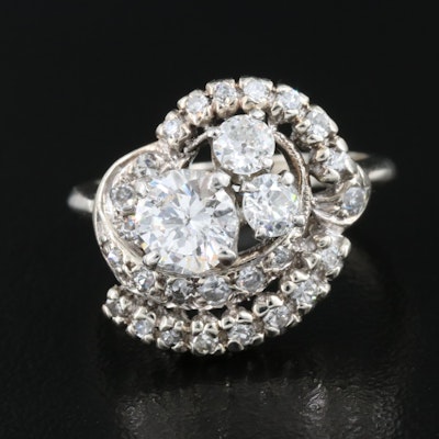 Vintage 14K 1.49 CTW Diamond Cluster Ring