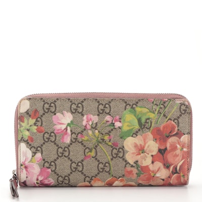 Gucci Floral GG Supreme Canvas Zip-Around Wallet