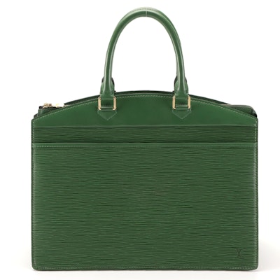 Louis Vuitton Riviera Handbag in Borneo Green Epi and Smooth Leather