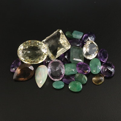 Loose 172.77 CTW Gemstones Featuring Emerald, Citrine and Amethyst