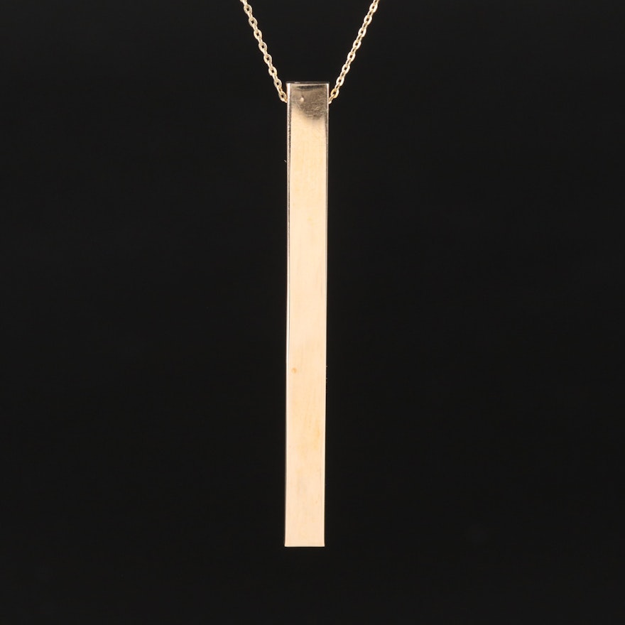 14K Bar Drop Pendant Necklace