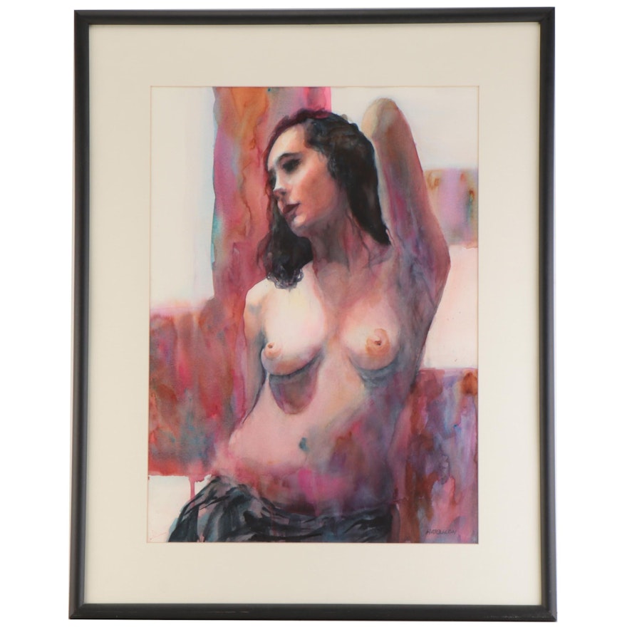 Jeri Harrison Watercolor Painting "Nude Odalisque"