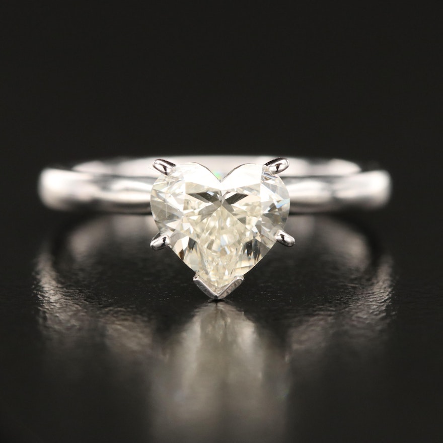 14K 1.50 CT Lab Grown Diamond Heart Solitaire Ring
