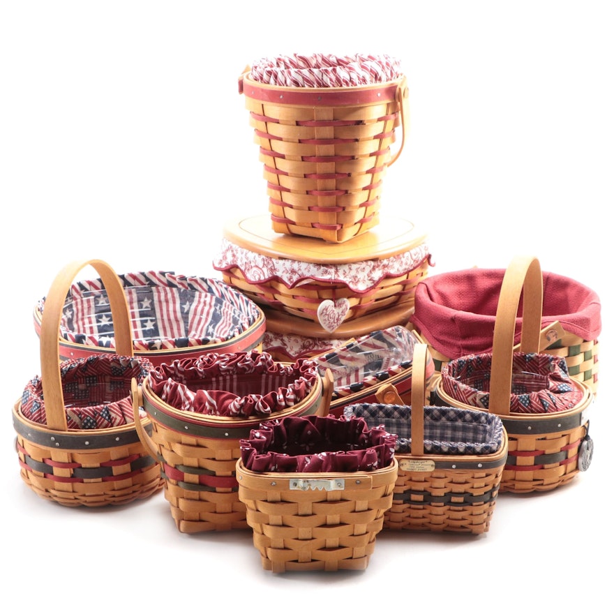 Longaberger Handwoven Baskets Including 1996 Edition Market Basket