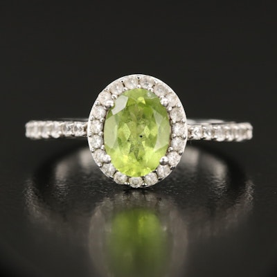 Sterling Peridot and Sapphire Ring