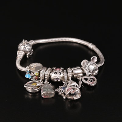 Pandora and Disney Sterling Charm Bracelet Featuring Alice in Wonderland