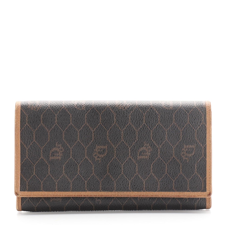 Christian Dior Continental Wallet in Honeycomb Coated Canvas and Leather
