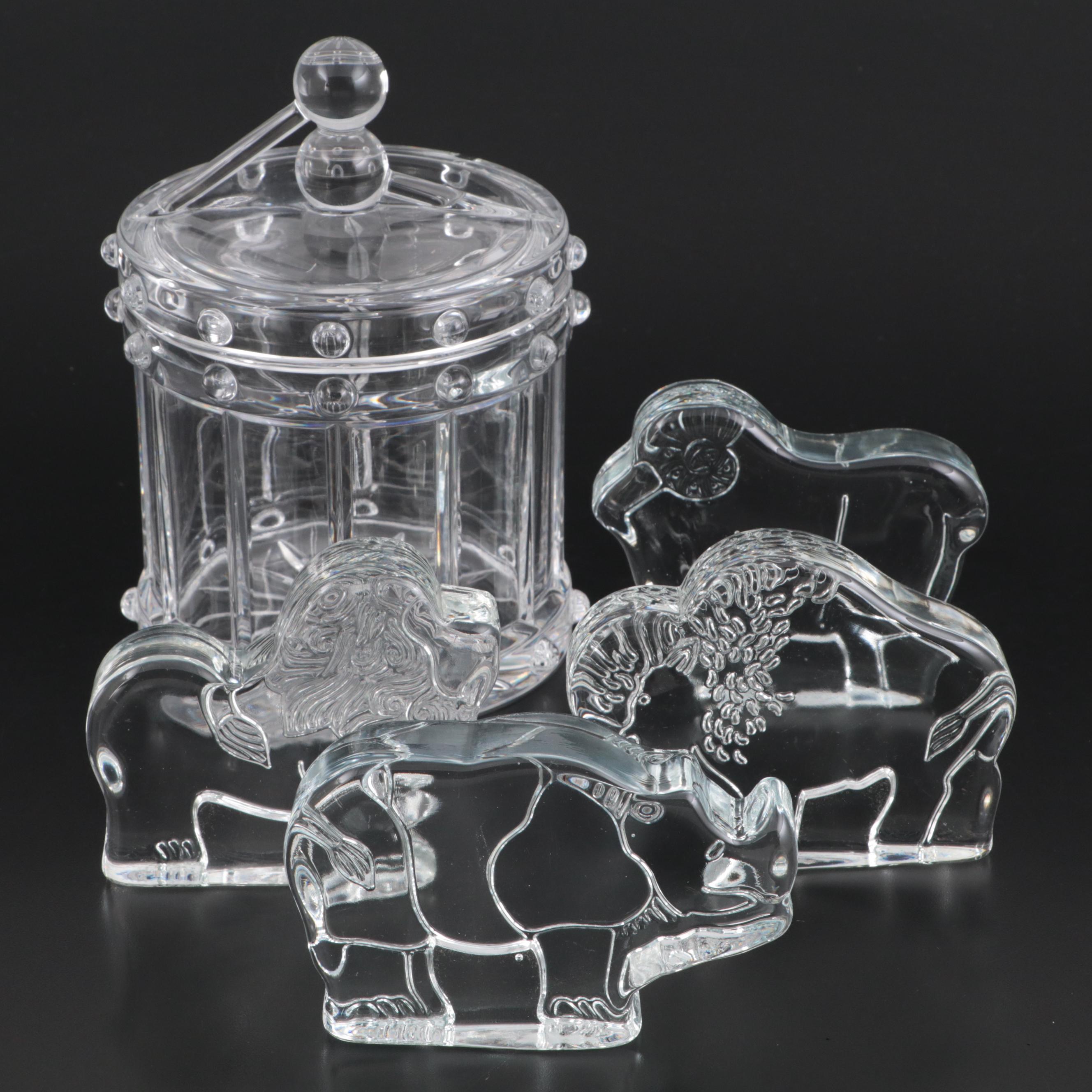 Dansk Crystal Zoo Animal Paperweights with Other Crystal Snare Drum