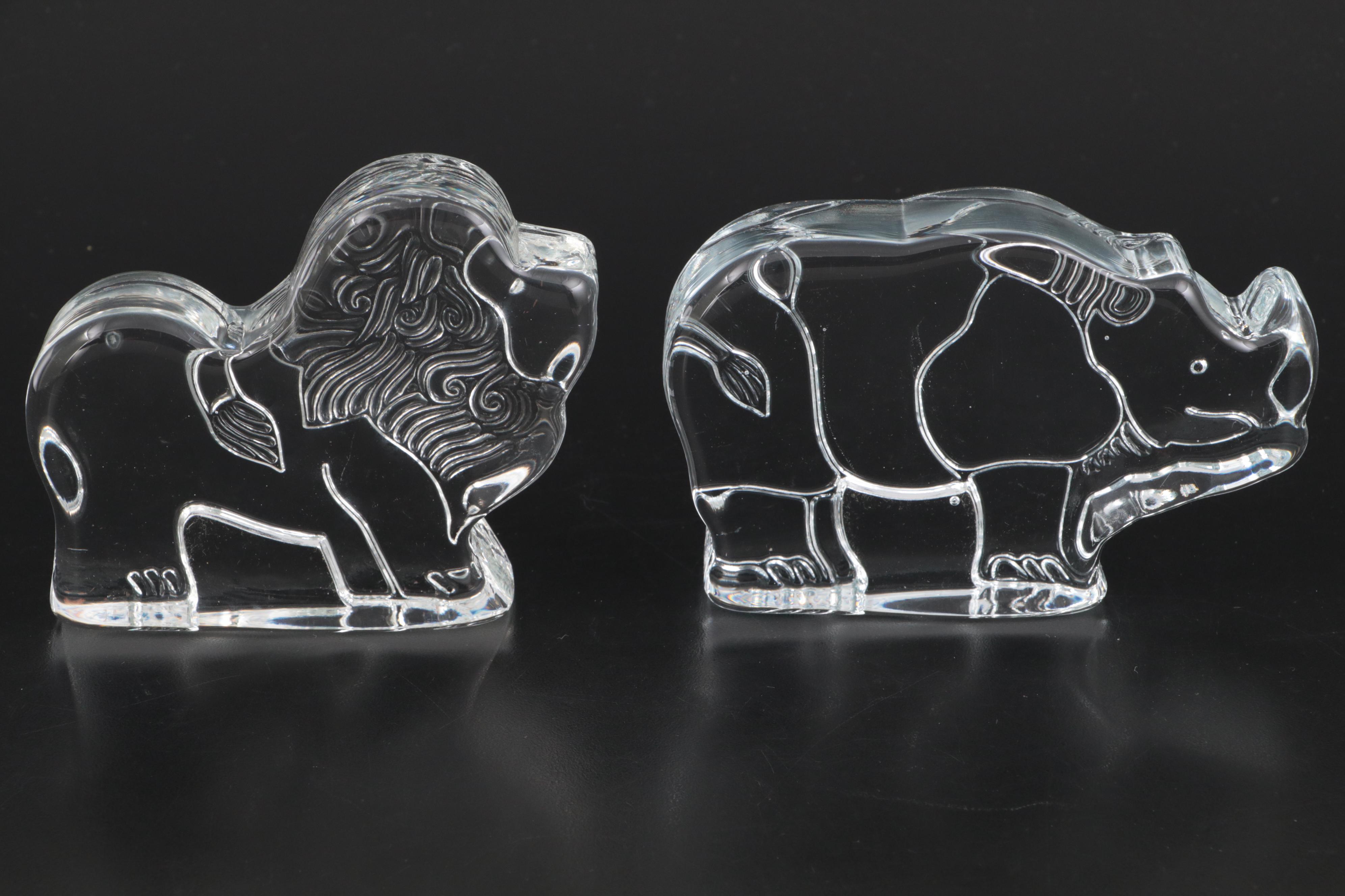 Dansk Crystal Zoo Animal Paperweights with Other Crystal Snare Drum