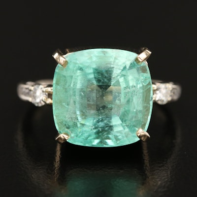 14K 8.43 CT Colombian Emerald and Diamond Ring with GIA Report