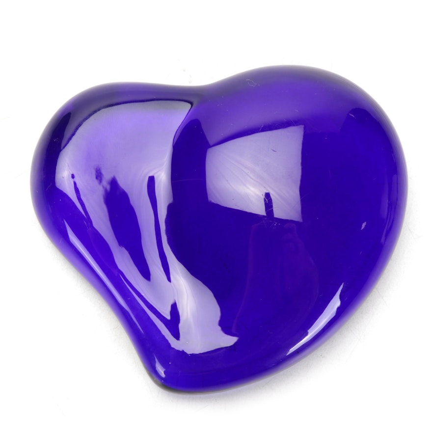 Elsa Peretti for Tiffany & Co. Cobalt Glass Heart Paperweight