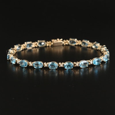 14K London Blue Topaz and Diamond Bracelet