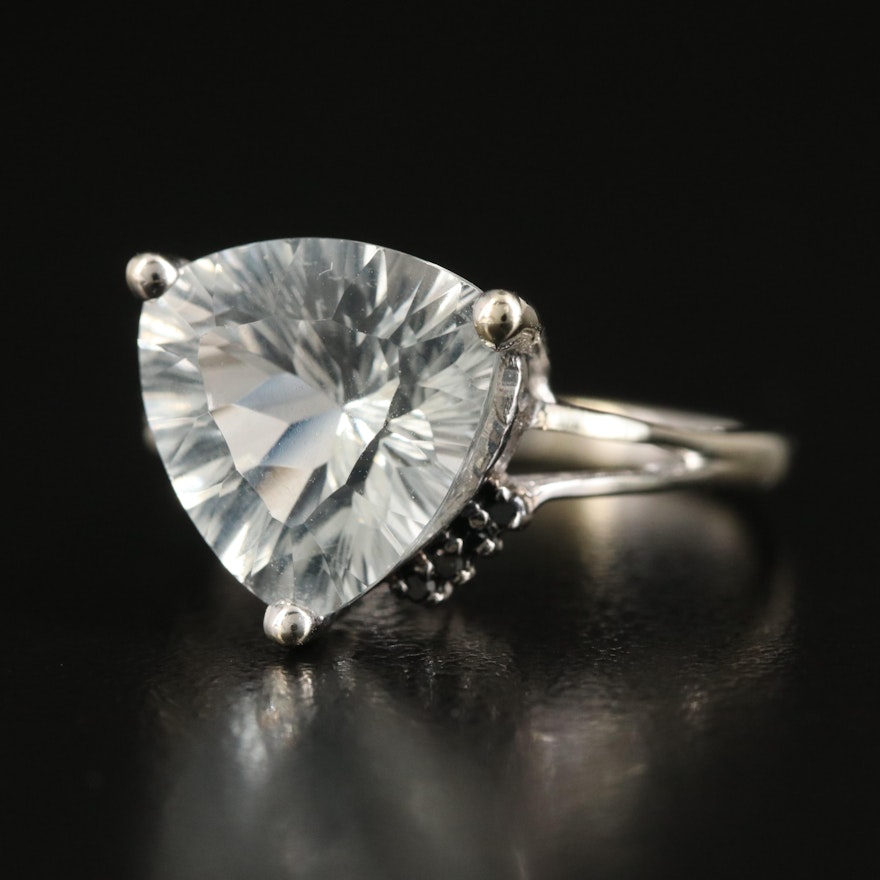 14K White Sapphire and Diamond Ring