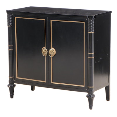 Federal Style Ebonized and Parcel-Gilt Bowfront Server, Mid to Late 20th Century