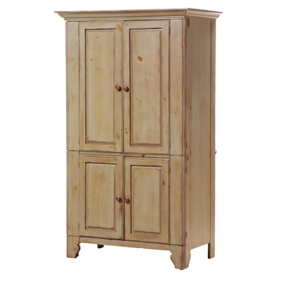 Painted Pine Media Cabinet with Raised-Panel Doors