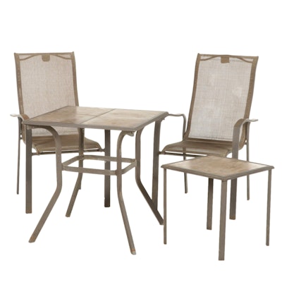 Pair of Outdoor Patio Armchairs and Two Tables
