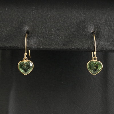 14K Sapphire Heart Earrings