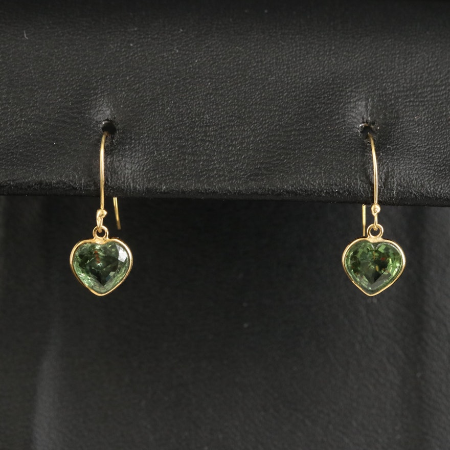 14K Sapphire Heart Earrings