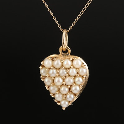 14K Pearl Heart Pendant Necklace