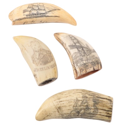PMS Artek and Other Faux Scrimshaw Resin Whale Teeth