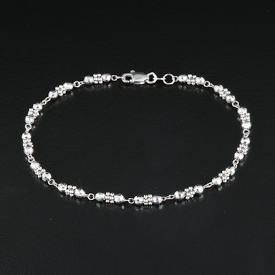 14K Fancy Link Diamond Cut Bead Bracelet