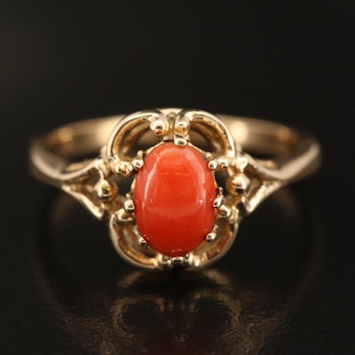 14K Coral Scrollwork Ring