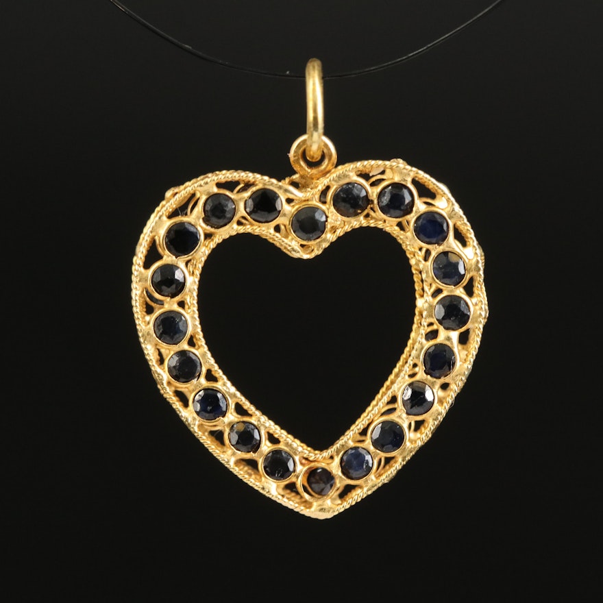 18K Sapphire Heart Pendant