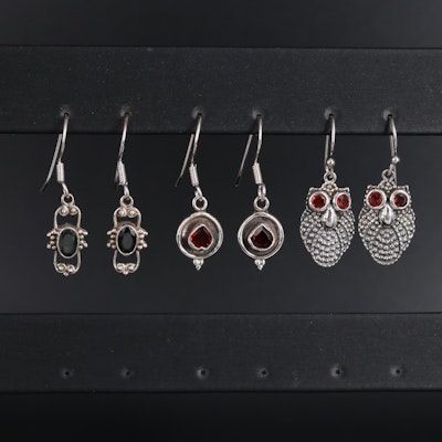 Sterling Silver Earring Collection Including Garnet
