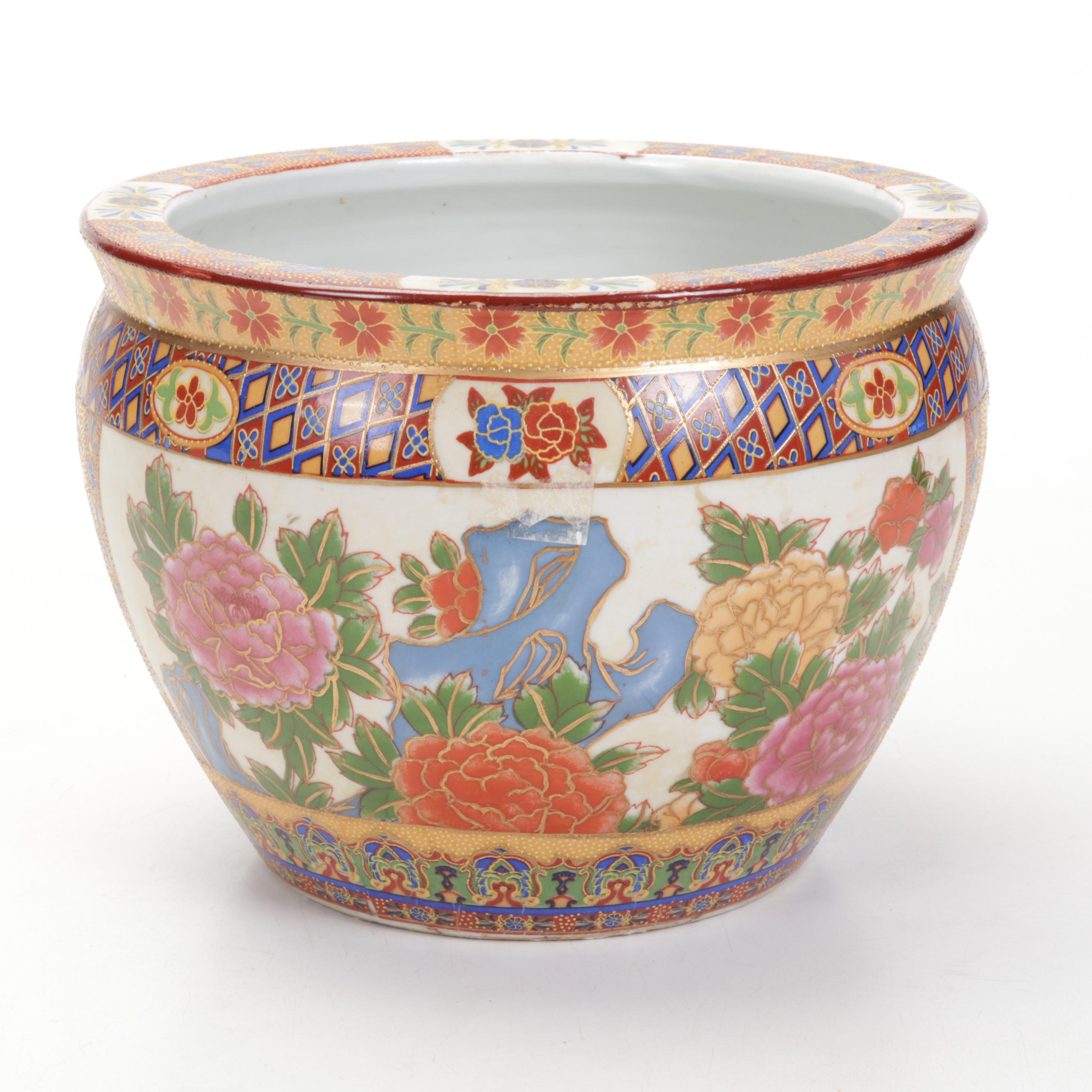 Chinese Ceramic Fish Bowl Planter EBTH