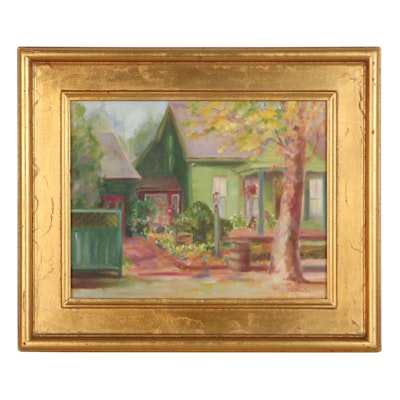 Cynthia Van Tassel Yeo Oil Painting of House, Late 20th Century