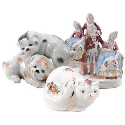 Royal Albert "Old Country Roses" Bone China Cat and Other Figurines