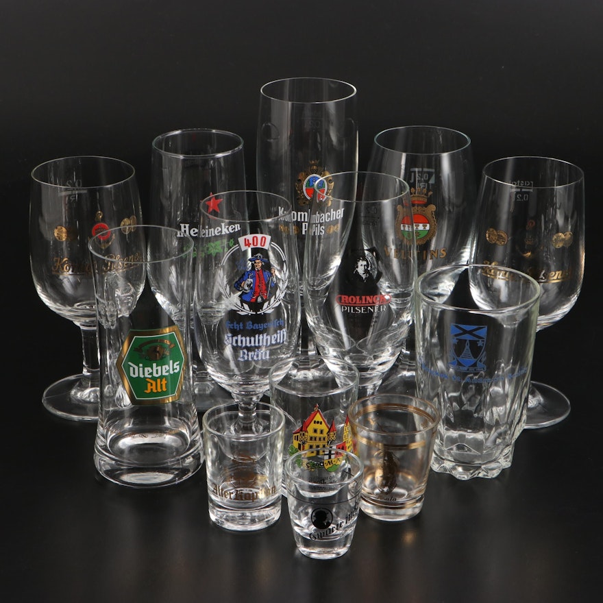 German Pilsner and Other Beer and Shot Glasses