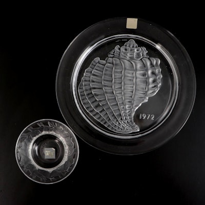 Lalique "Coquillage" Crystal Collector Plate and "Irene" Crystal Ashtray