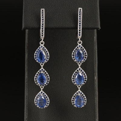 Sterling Silver Kyanite and Sapphire Earrings