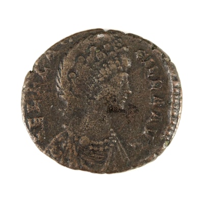 Ancient Roman Imperial Æ Follis Coin of Aelia Flaccilla, ca. 379 A.D.