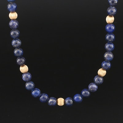 14K Lapis Lazuli Beaded Necklace
