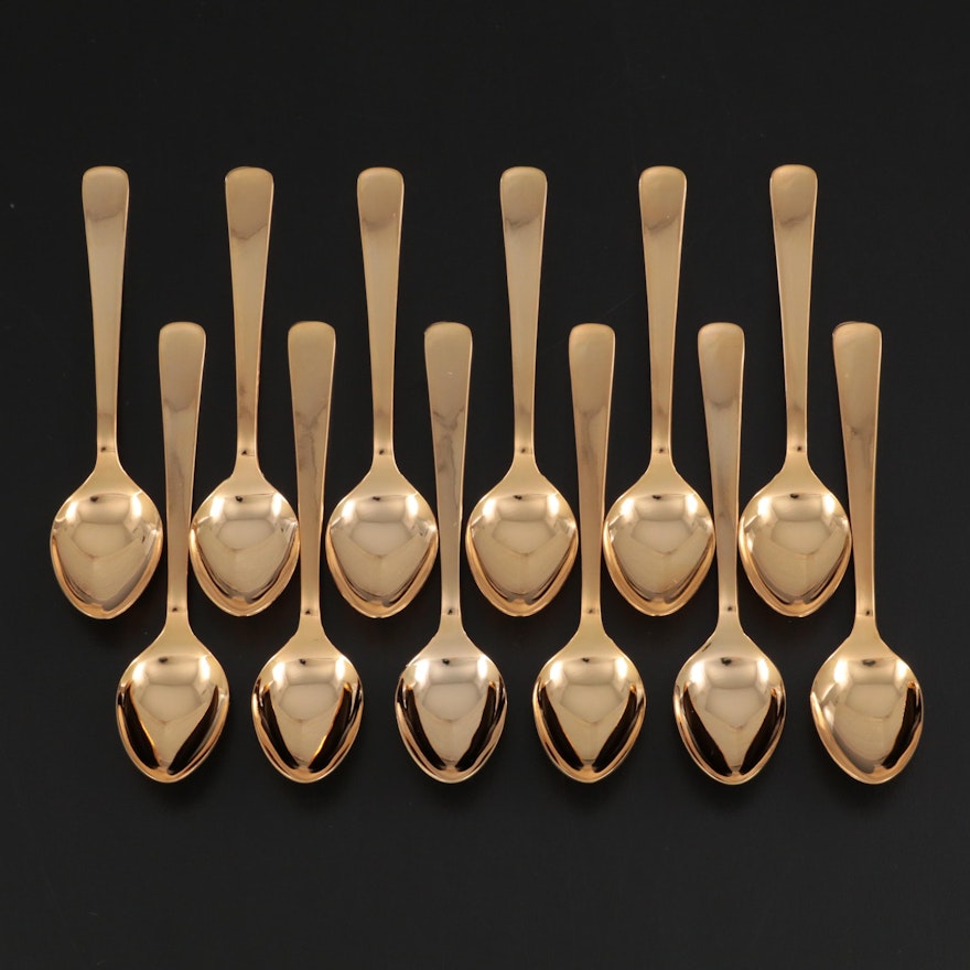 H.I.C.  Gold Electroplate Stainless Steel Demitasse Spoons
