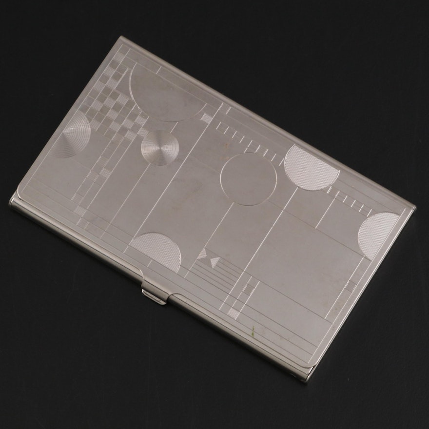 Frank Lloyd Wright Foundation Etched Silver Tone Business Card Case