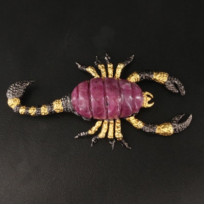 Sterling Corundum Scorpion Brooch
