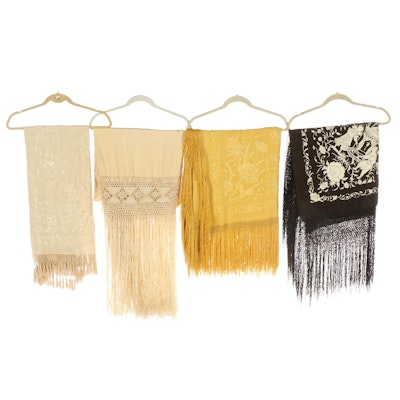 Silk Piano Shawls with Tone-on-Tone and Contrast Embroidery