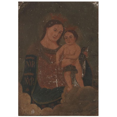 Mexican Retablo Painting of Our Lady, Refuge of Sinners