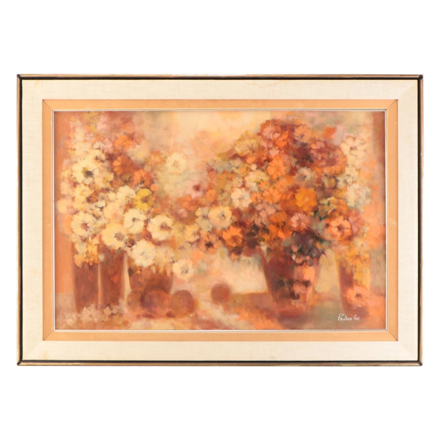 Parker Lee Floral Still Life Oil Painting, Late 20th Century