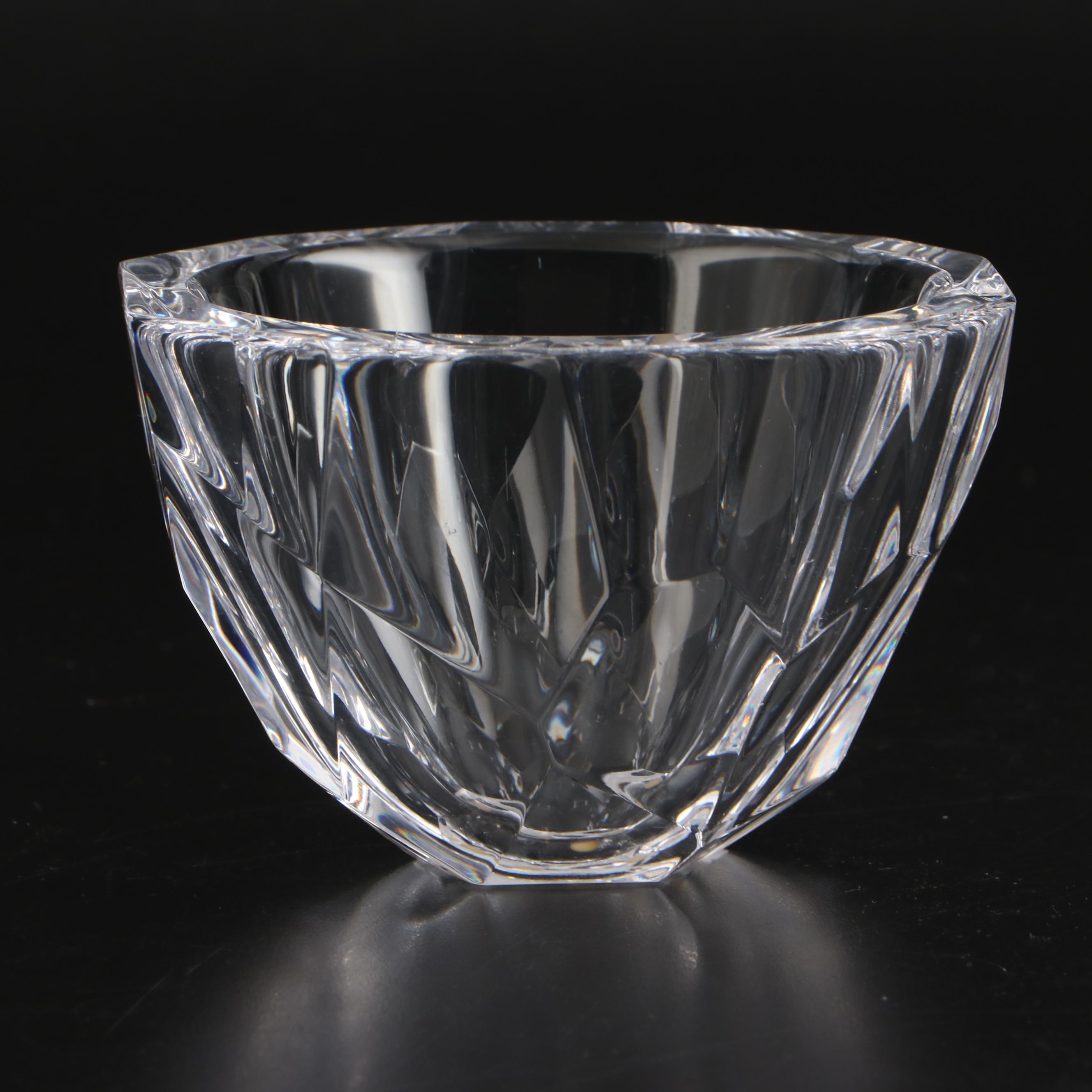 Orrefors Fluted Crystal Vase and Faceted Bowl EBTH