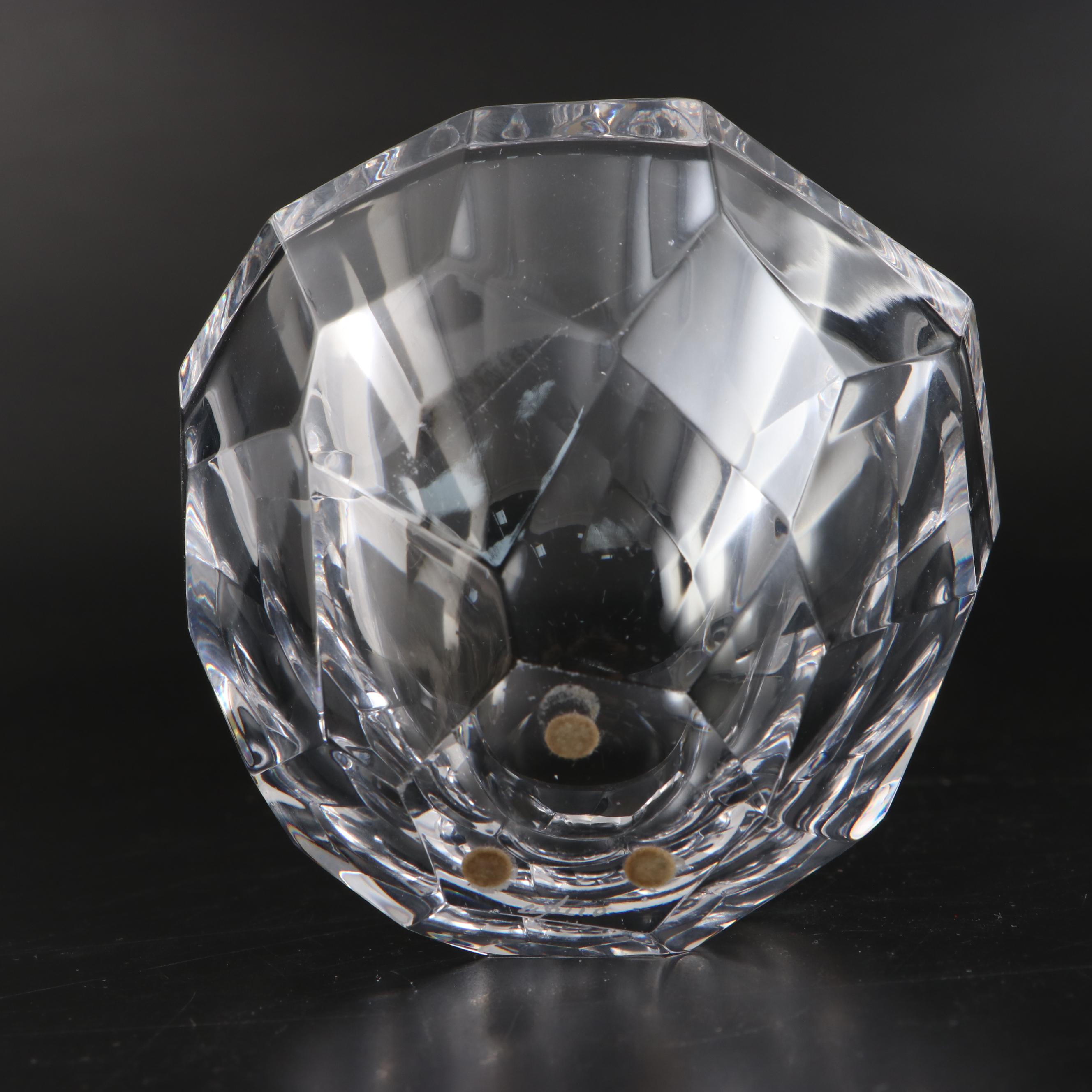 Orrefors Fluted Crystal Vase and Faceted Bowl EBTH