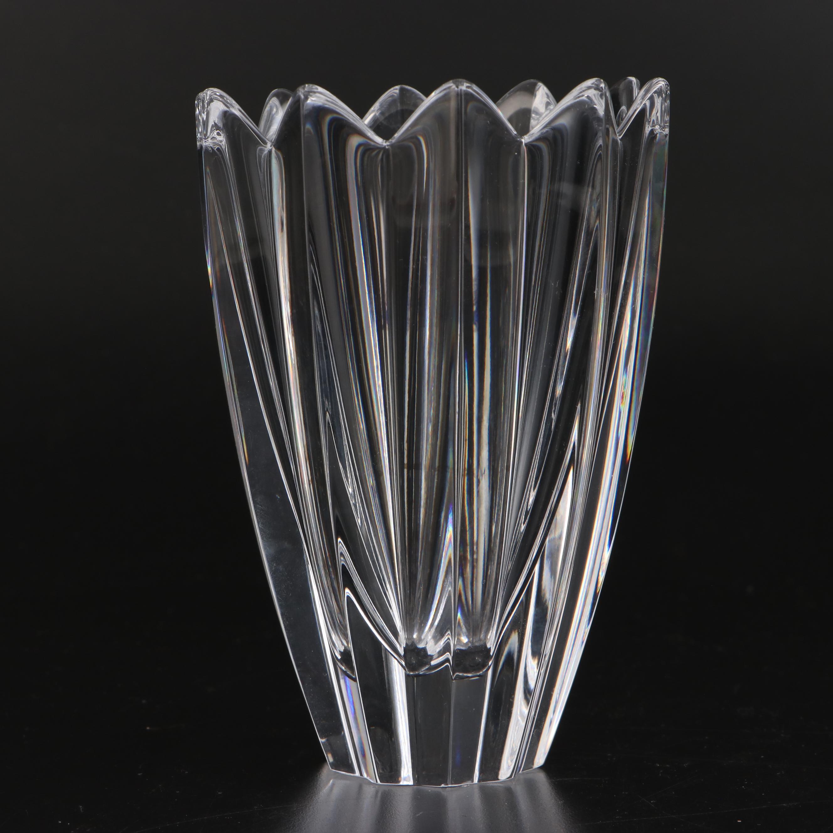 Orrefors Fluted Crystal Vase and Faceted Bowl EBTH