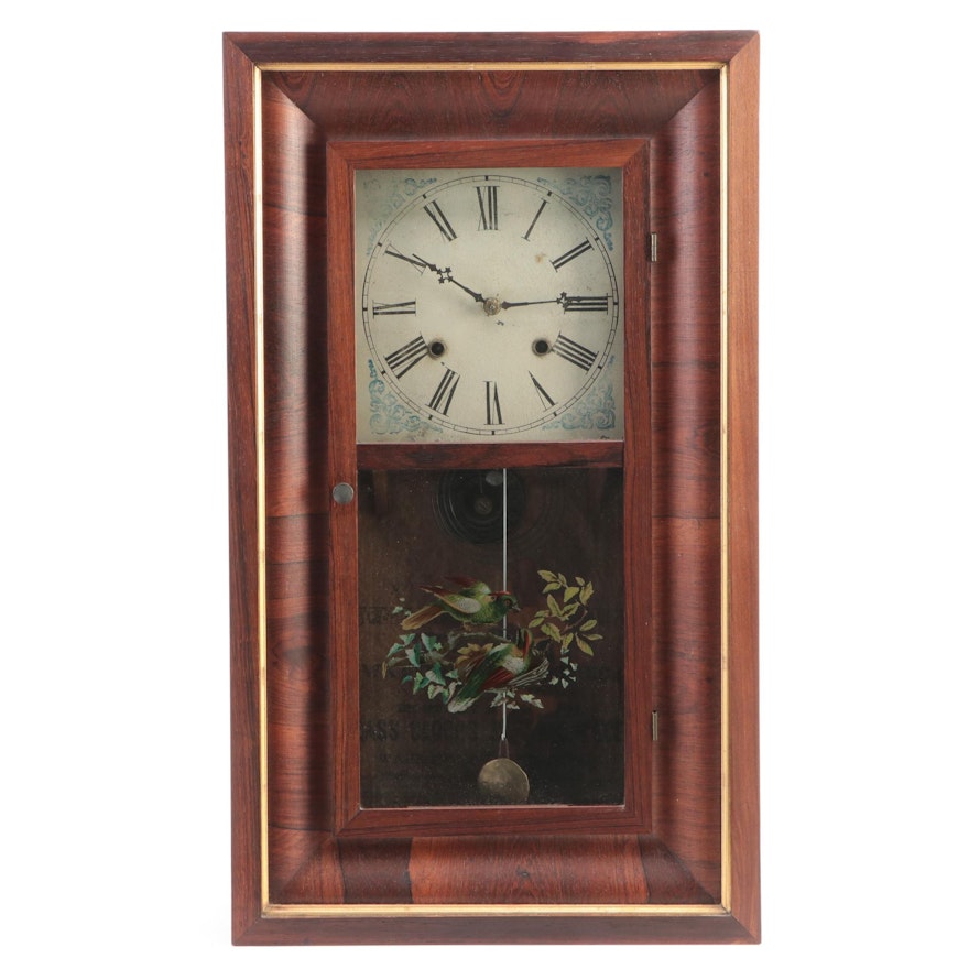 Waterbury Clock Co. Mahogany Veneer and Walnut Ogee Mantel Clock, Mid-19th C