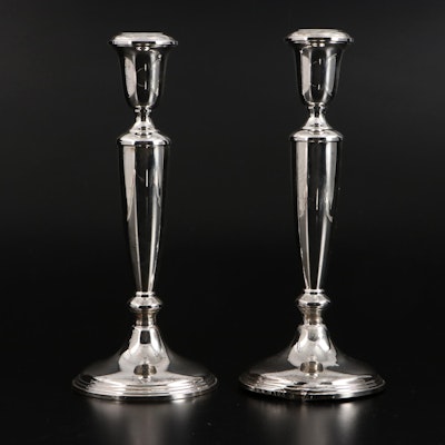 Empire Weighted Sterling Silver Candlesticks, Mid to Late 20th Century